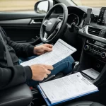 Motorista de aplicativo organizando documentação do veículo em Goiânia