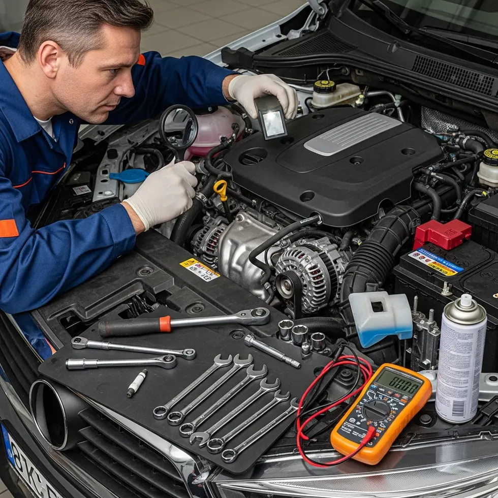 Inspeção de motor em manutenção preventiva veicular para economia e prevenção de problemas